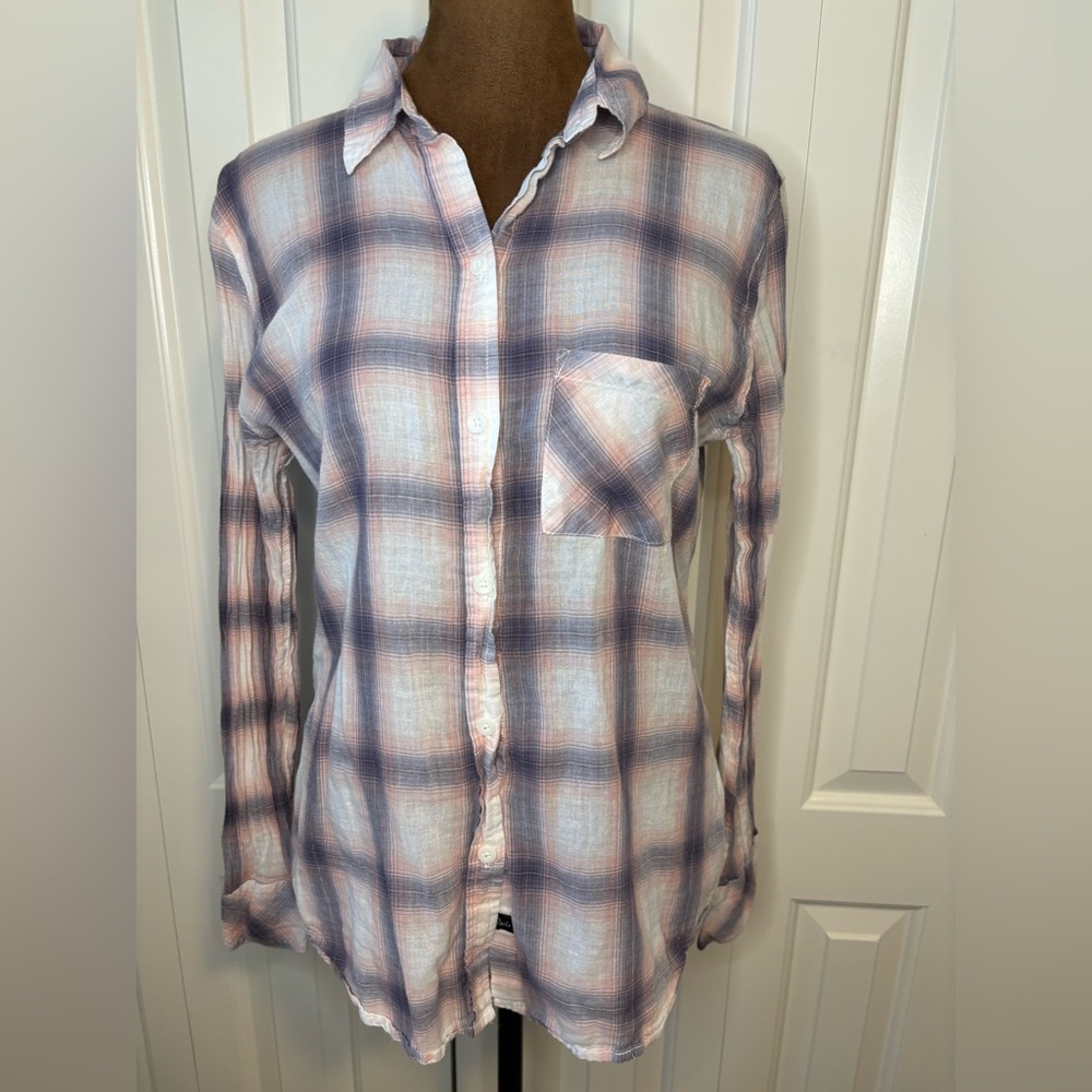 Rails Women’s 100% Cotton Plaid Shirt in Blue and Pink Size Small